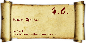 Haar Opika névjegykártya